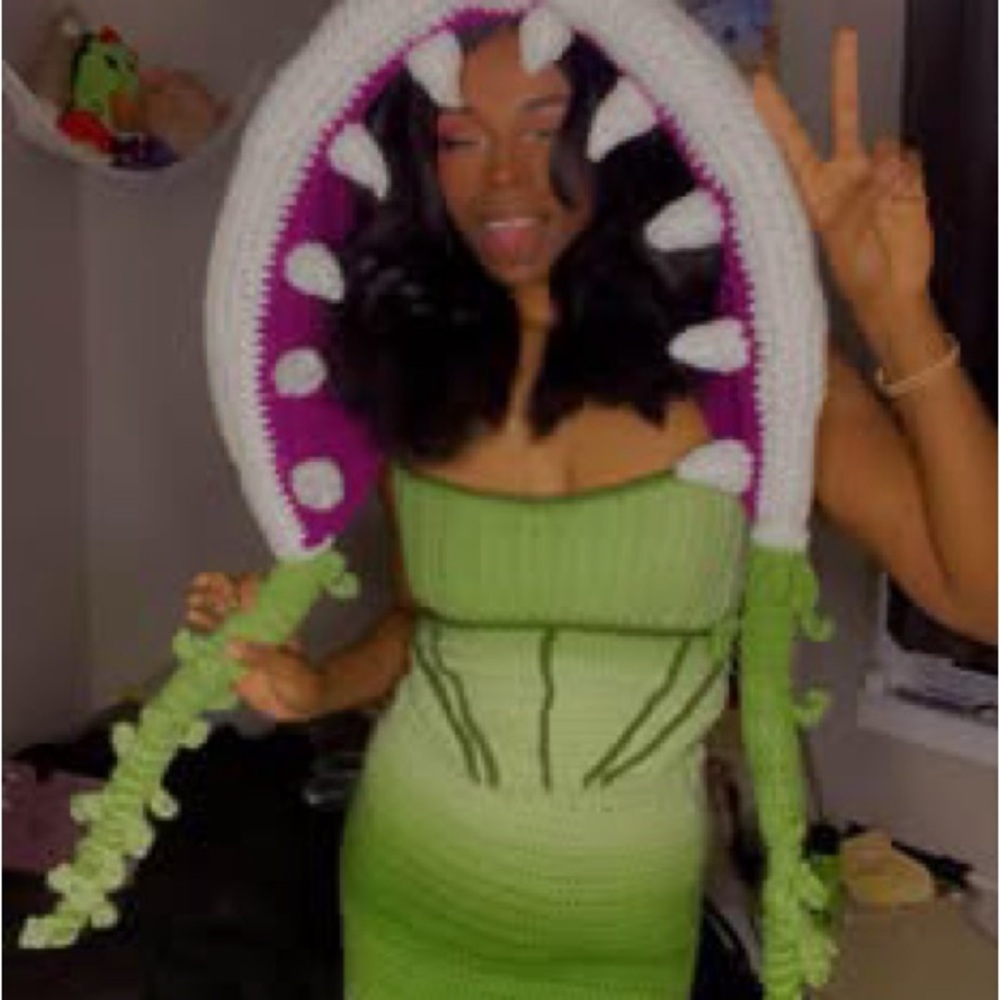 Handmade Piranha Plant Crochet Hood